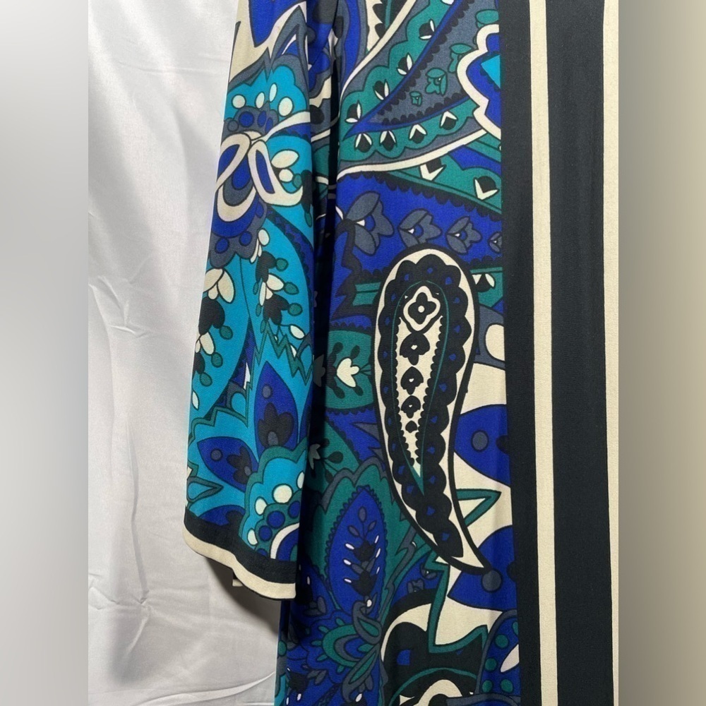 Forever Dress Paisley Print Womens Three Quarter Sleeve Flowy Floral Size Medium - Picture 4 of 7
